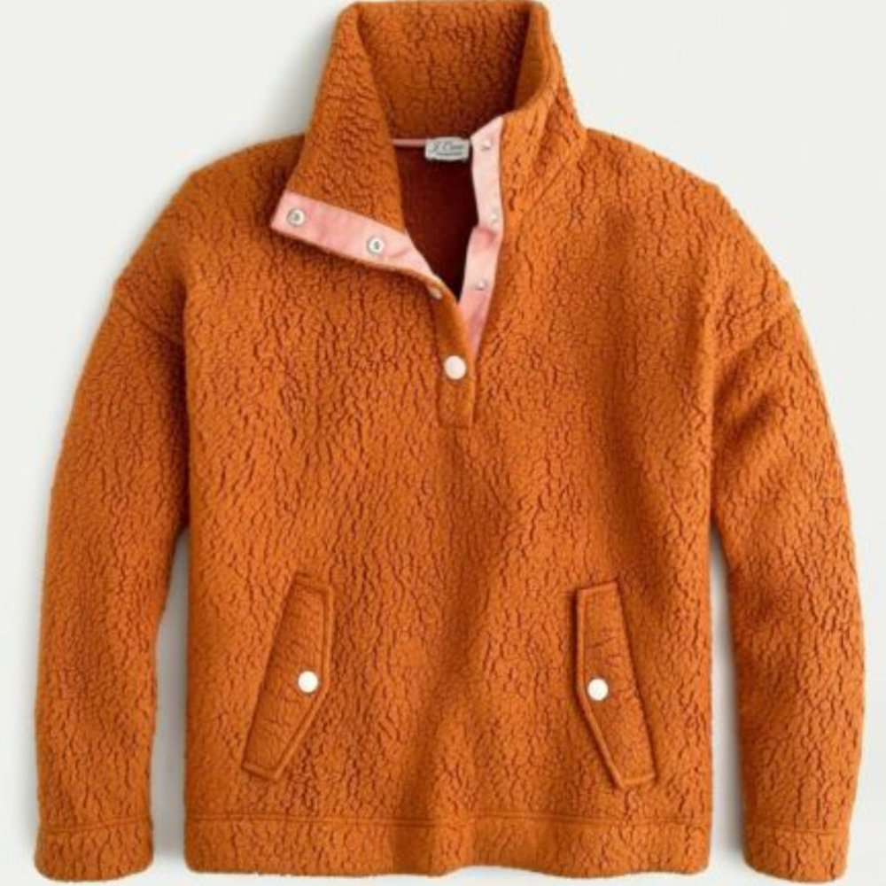 J. Crew Snap-collar sherpa sweatshirt in Polartec